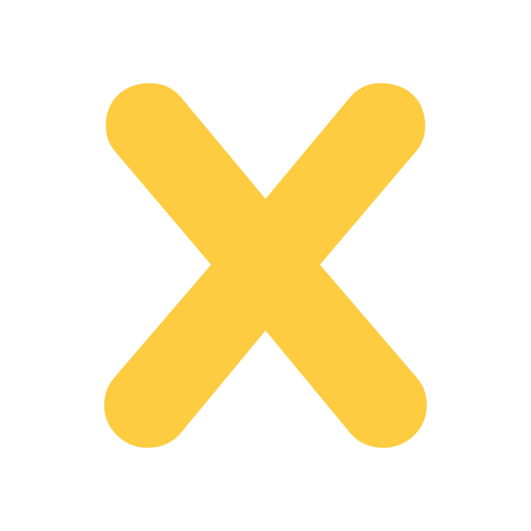 Large yellow 'X' on a white background.